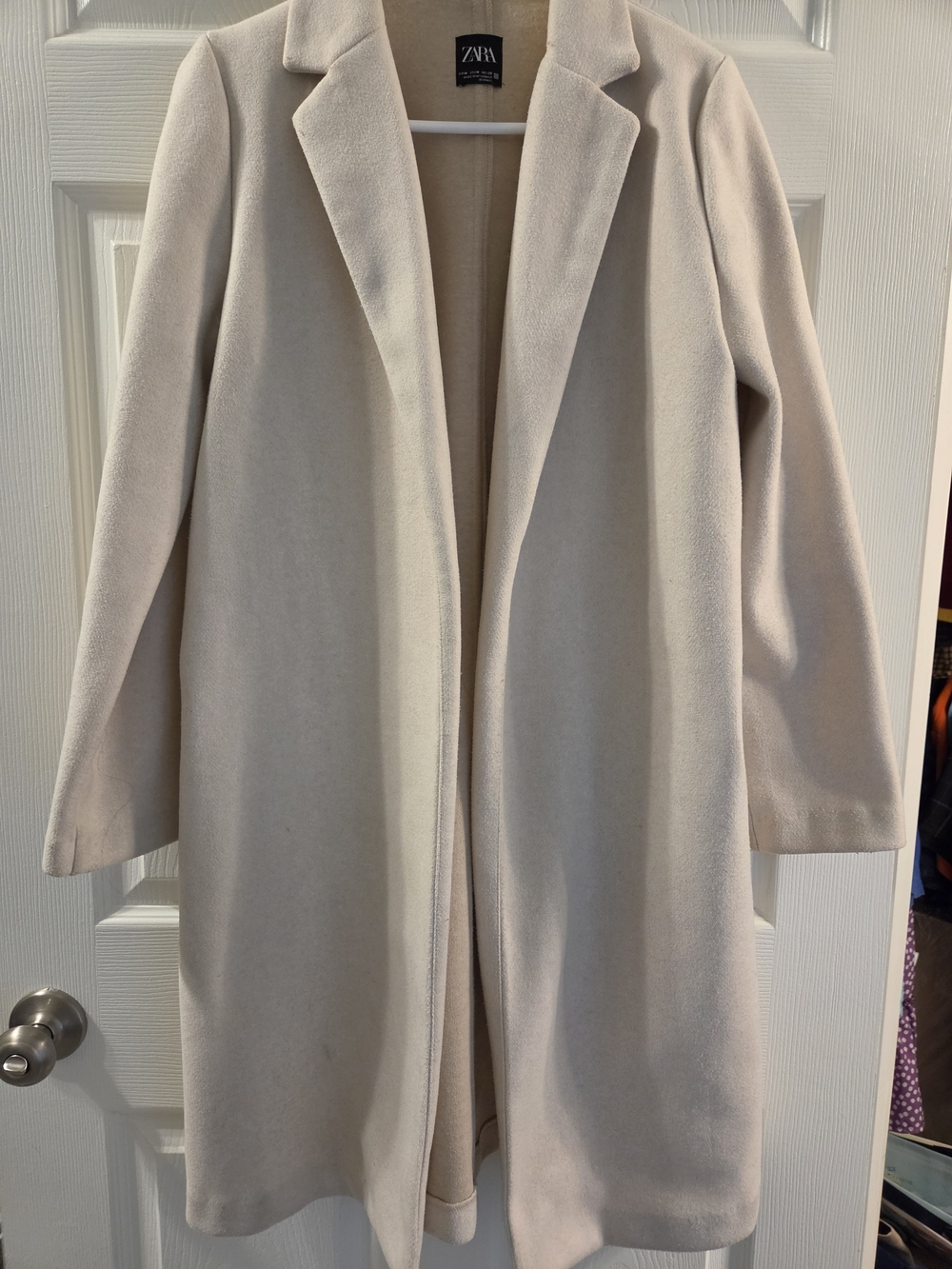Zara Light Cream Open-Front Trench Coat
